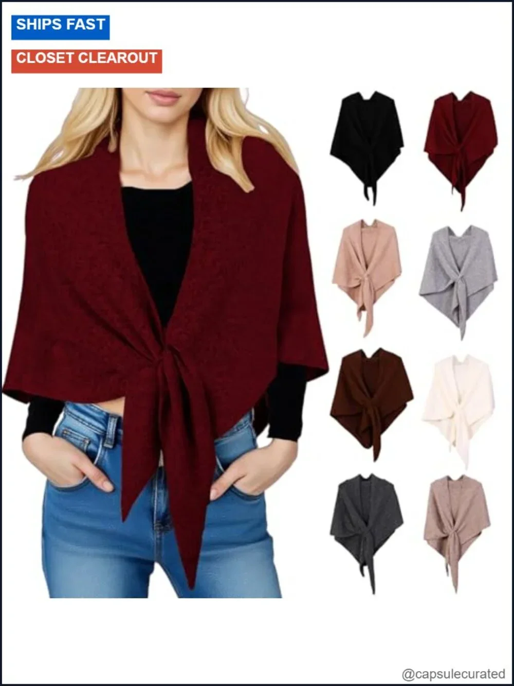 Cashmere Knitted Pashmina Shawl Wrap Women Cardigan Cape Scarf